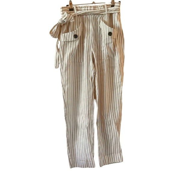 Ann Taylor Petite Striped Paperbag Waist Pants - Size 4P - Picture 6 of 9